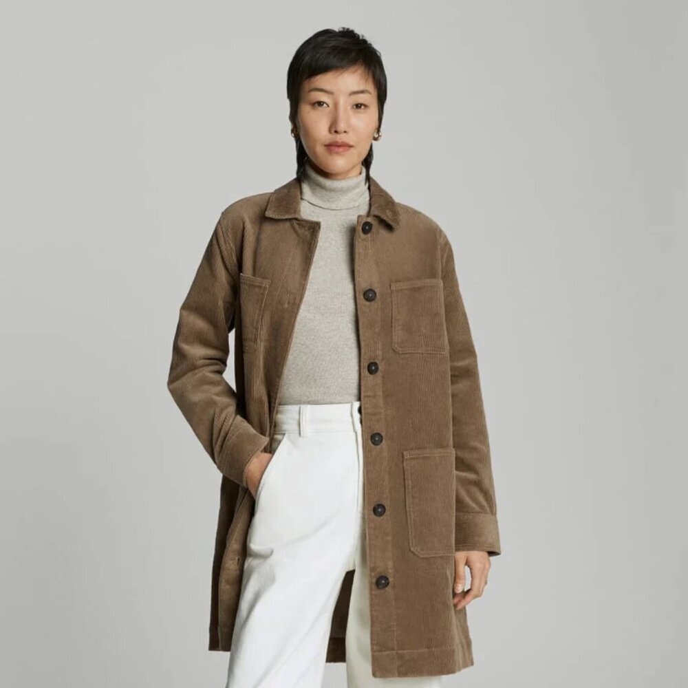 Everlane The Corduroy Long Shirt Jacket Brown XS Field Utility Chore Shacket - Picture 7 of 8
